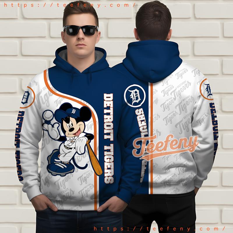 Detroit Tigers Mickey Player 3D Printed Hoodie Blue Detroit Tigers Mickey Player 3D Printed Hoodie Blue