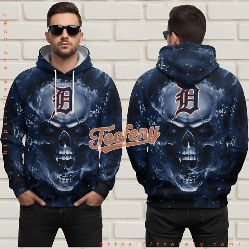 Detroit Tigers Skull 3D Zip Up Hoodie Black Detroit Tigers Skull 3D Zip Up Hoodie Black