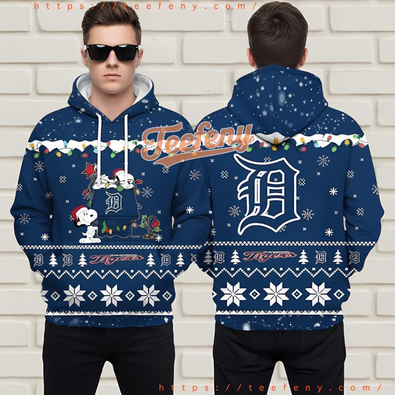 Detroit Tigers Snoopy Ugly Christmas 3D Zip Up Hoodie Detroit Tigers Snoopy Ugly Christmas 3D Zip Up Hoodie