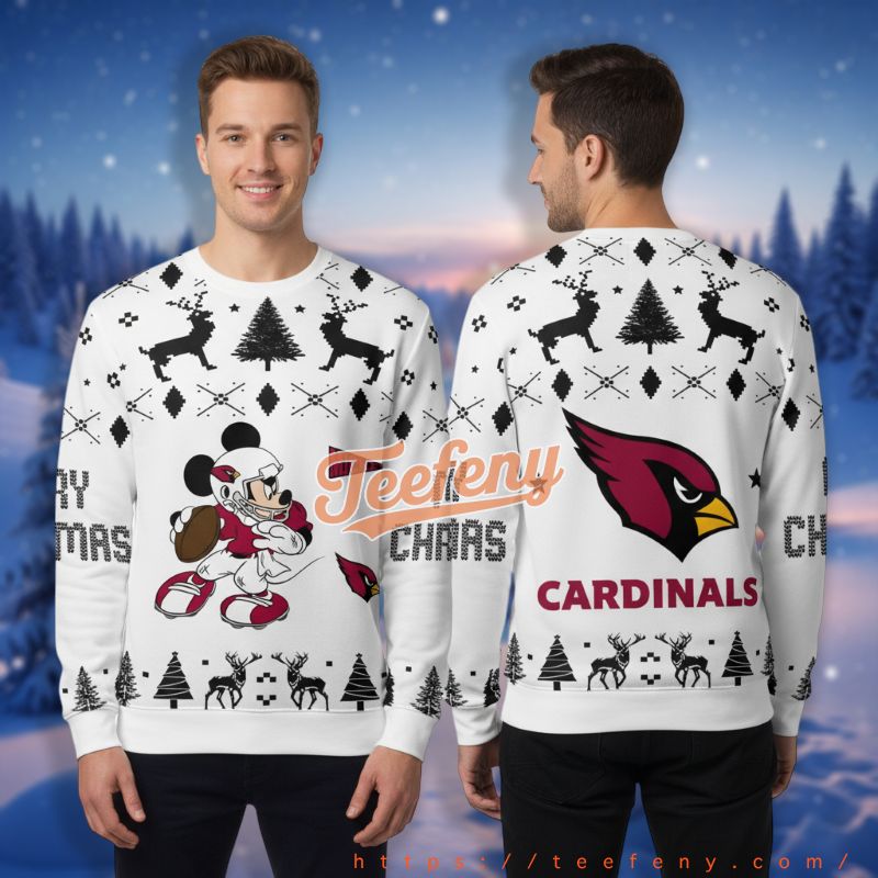 Disney Arizona Cardinals Mickey Player White Naughty Ugly Sweater