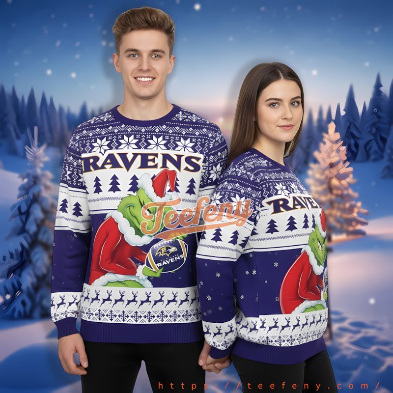 Funny Grinch Stole Baltimore Ravens Purple Best Ugly Christmas Sweaters