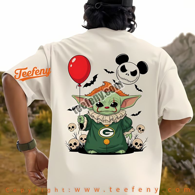 Green Bay Packers Baby Yoda Pennywise Halloween Shirt Teen