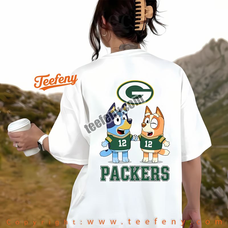 Green Bay Packers Bluey Bingo Holding Hands Shirt Graphic