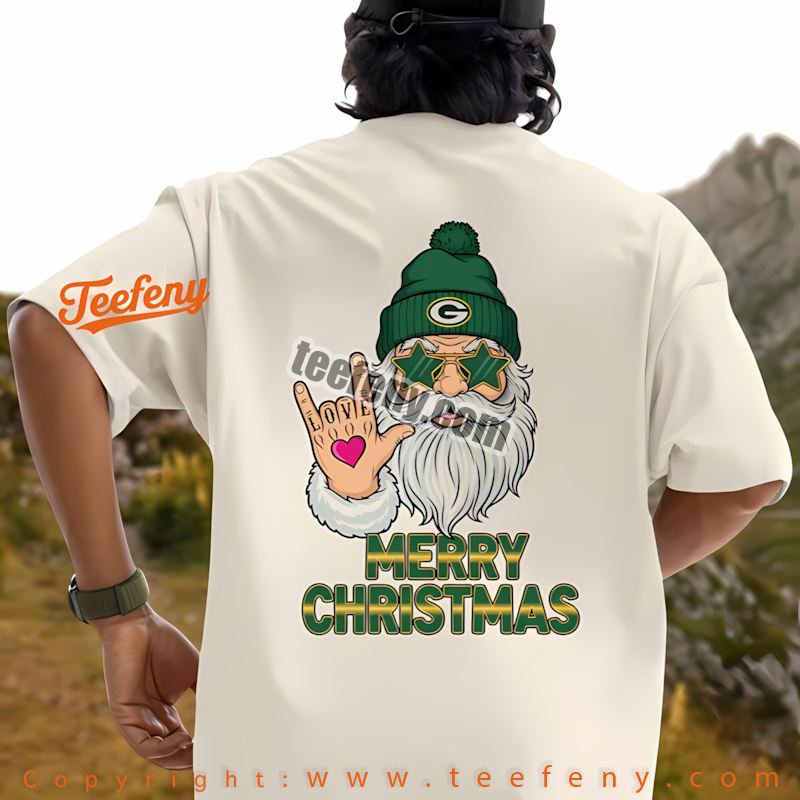 Green Bay Packers Rock Santa Merry Christmas Shirt Youth