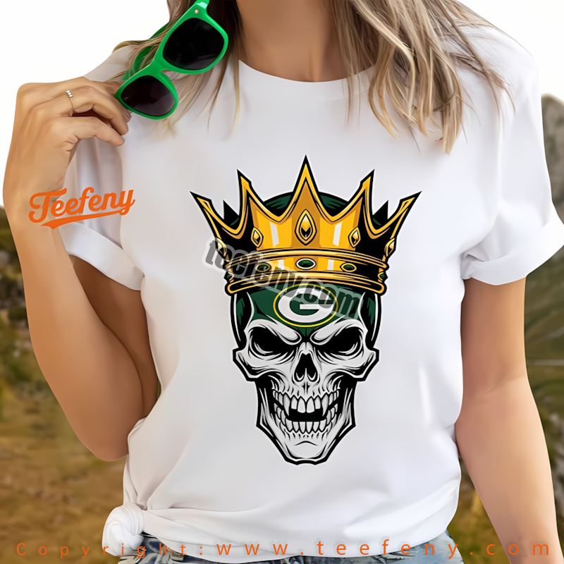 Green Bay Packers Skull Crown Dark Grunge Shirt Men