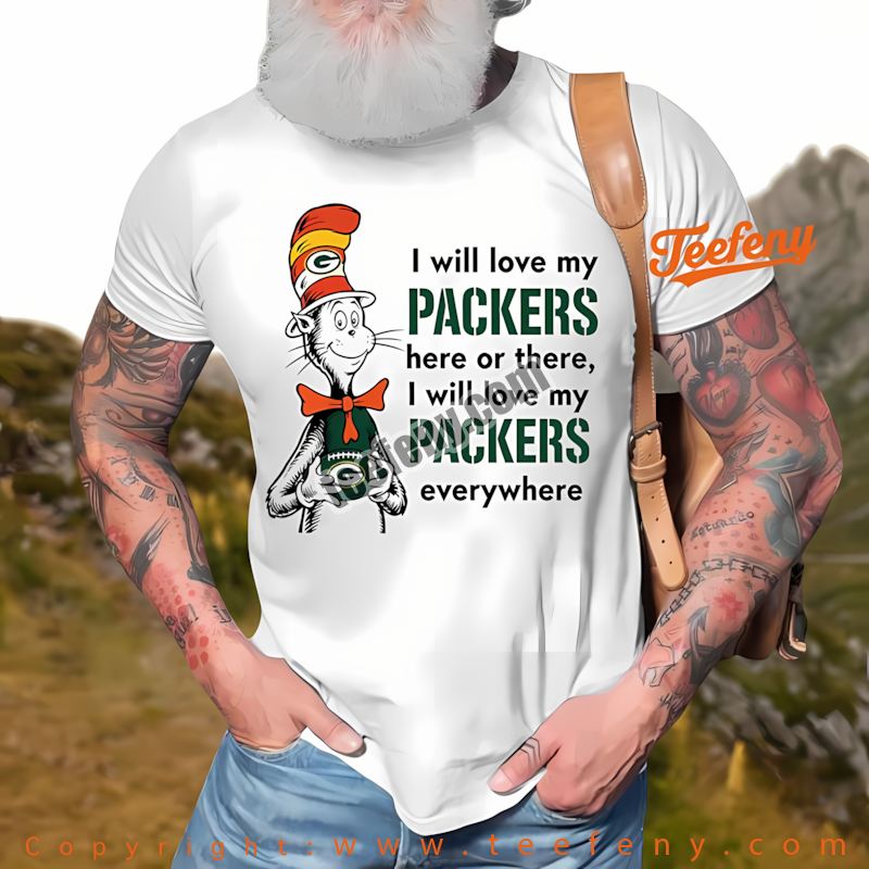 Green Bay Packers The Cat In The Hat Love Everywhere Shirt Vintage