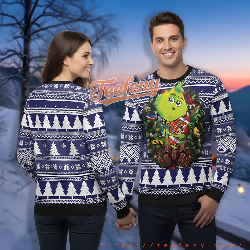 Grinch Hug Baltimore Ravens Ball Purple Vintage Ugly Sweaters