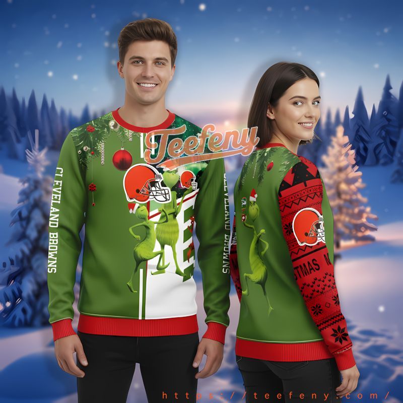 Grinch Scooby Doo Cleveland Browns Red Green Mens Ugly Christmas Sweater