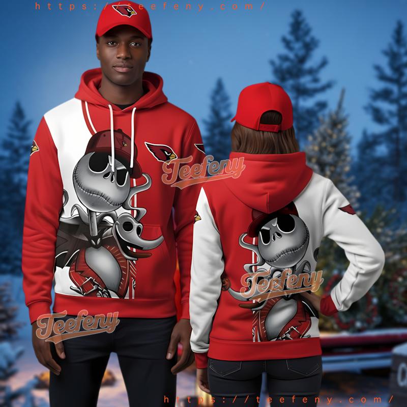 Halloween Arizona Cardinals Jack Skellington Zero 3D Zip Hoodie