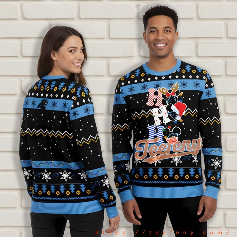 Ho Ho Ho Mickey Mouse Carolina Panthers Blue Best Ugly Christmas Sweaters Ho Ho Ho Mickey Mouse Carolina Panthers Blue Best Ugly Christmas Sweaters