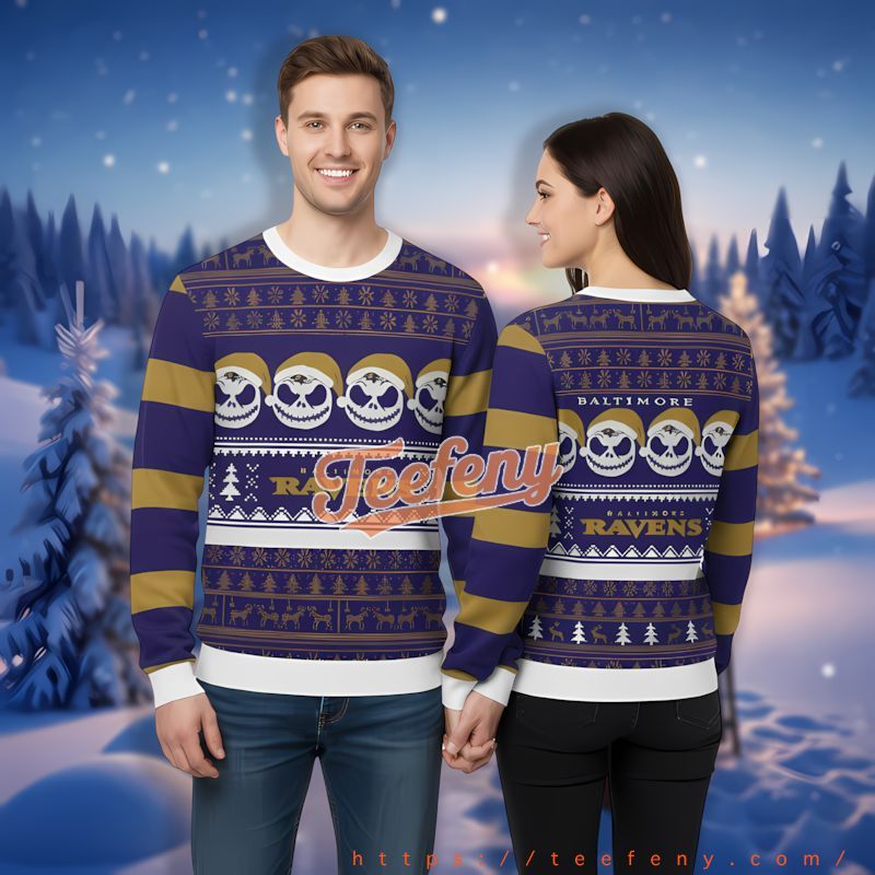 Jack Skellington Buffalo Bills Blue Vintage Ugly Christmas Sweaters