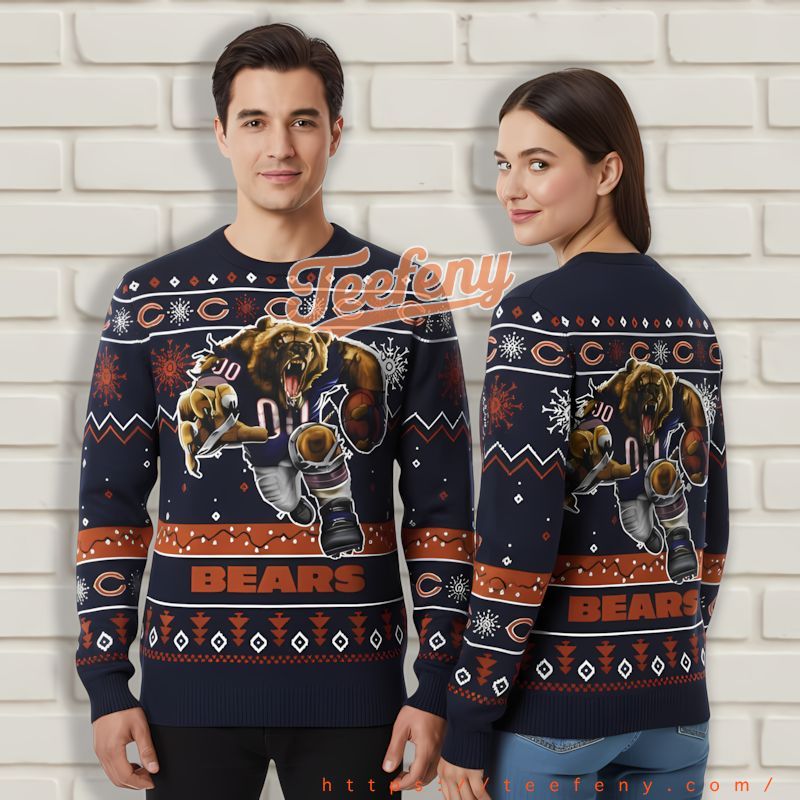 Mascot Chicago Bears Blue Mens Xmas Sweaters Mascot Chicago Bears Blue Mens Xmas Sweaters