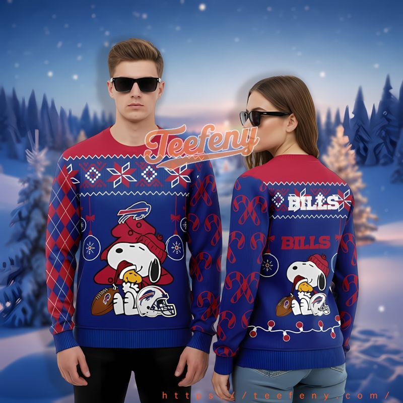 Peanuts Snoopy Buffalo Bills Blue Cool Ugly Christmas Sweater