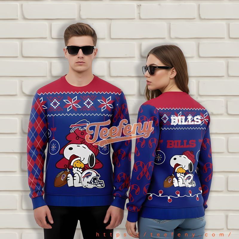 Peanuts Snoopy Buffalo Bills Cool Ugly Christmas Sweater Blue Peanuts Snoopy Buffalo Bills Cool Ugly Christmas Sweater Blue