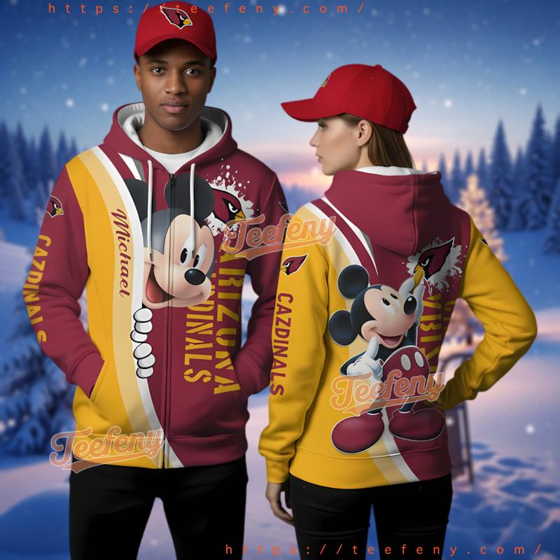Personalized Arizona Cardinals Mickey Mouse 3D Hoodie Unisex