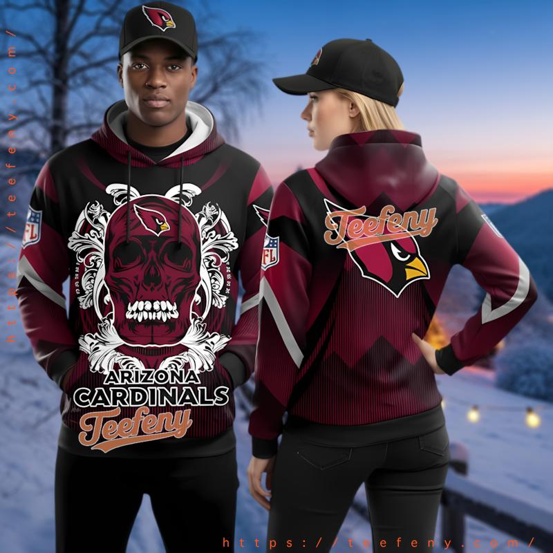 Personalized Arizona Cardinals Skull Face 3D Zip Up Hoodie