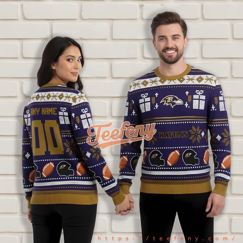 Personalized Baltimore Ravens Fan Gift Purple Vintage Christmas Sweater Personalized Baltimore Ravens Fan Gift Purple Vintage Christmas Sweater