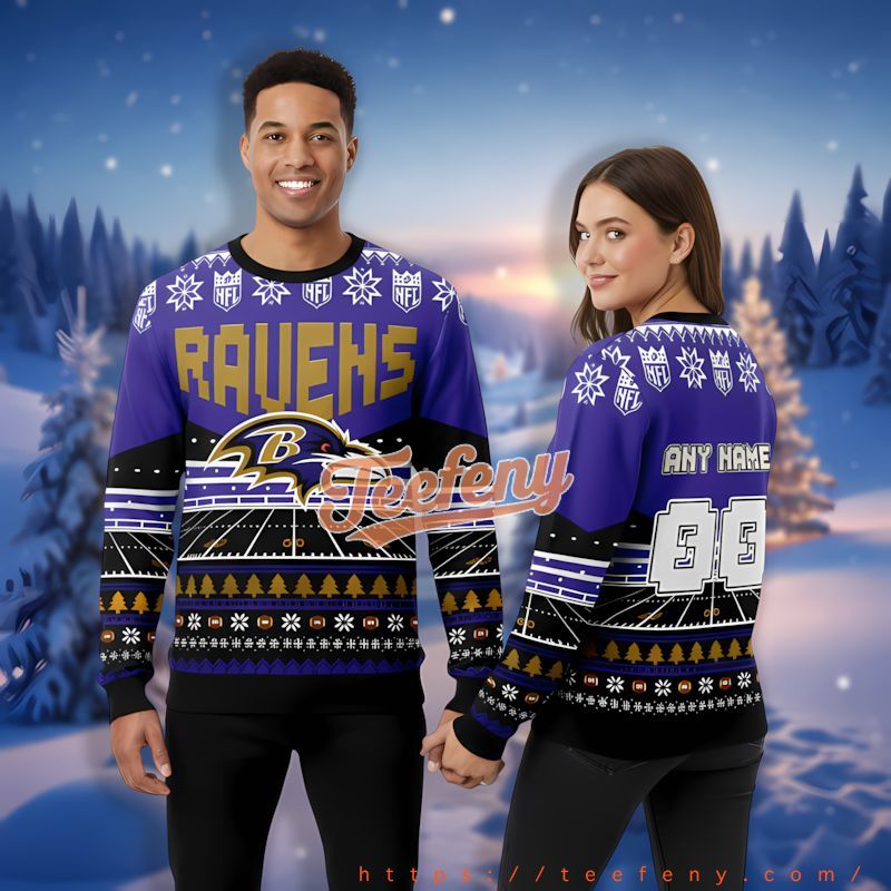 Personalized Baltimore Ravens Gift Purple Ugliest Xmas Sweater
