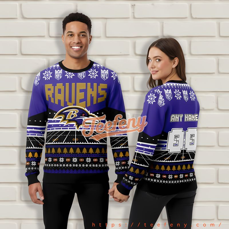 Personalized Baltimore Ravens Gift Purple Ugliest Xmas Sweater Personalized Baltimore Ravens Gift Purple Ugliest Xmas Sweater