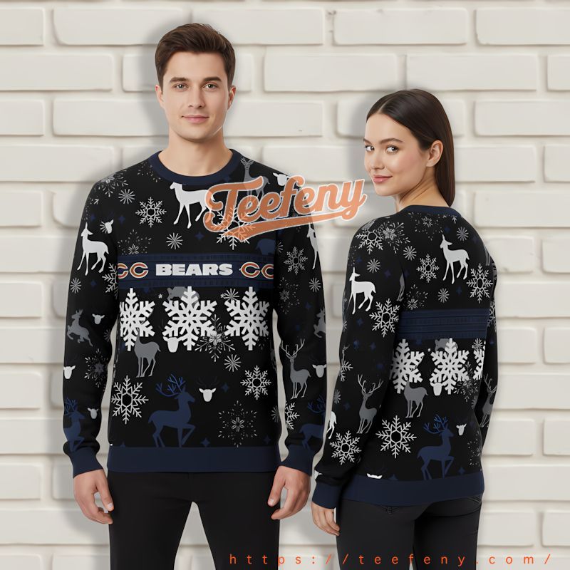 Reindeer Chicago Bears Blue White Custom Xmas Sweaters Reindeer Chicago Bears Blue White Custom Xmas Sweaters