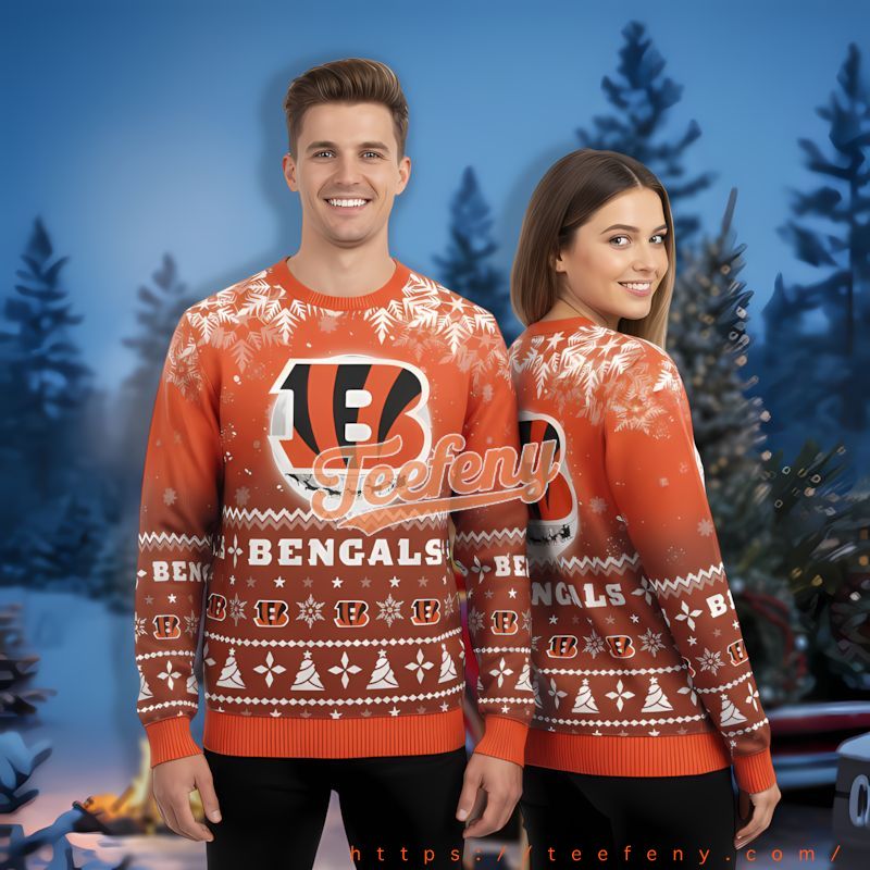 Reindeer Sleigh Cincinnati Bengals Orange Beautiful Christmas Sweaters