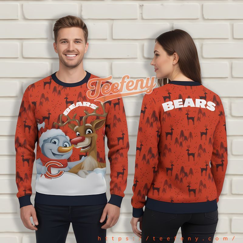 Reindeer Snowman Chicago Bears Blue Orange Best Christmas Sweaters Reindeer Snowman Chicago Bears Blue Orange Best Christmas Sweaters