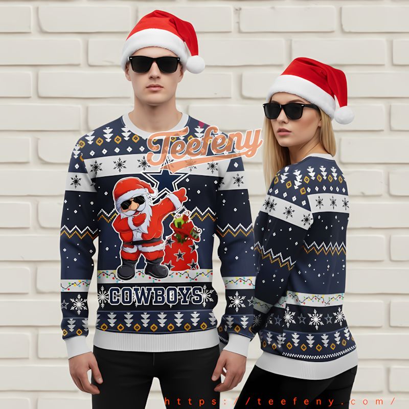Denver Broncos Santa Claus Couples Christmas Sweatshirt Black Orange