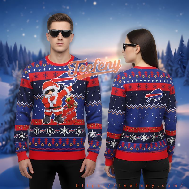 Santa Claus Dance Buffalo Bills Blue Personalized Ugly Sweater