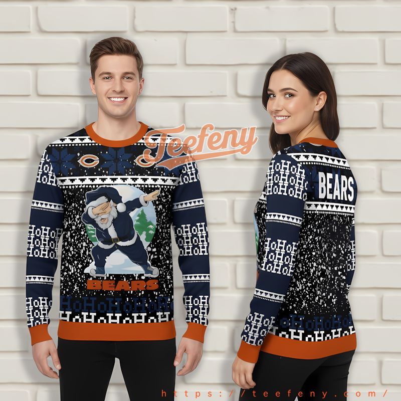 Santa Claus Ho Ho Ho Chicago Bears Blue Orange Christmas Sweater Women Santa Claus Ho Ho Ho Chicago Bears Blue Orange Christmas Sweater Women