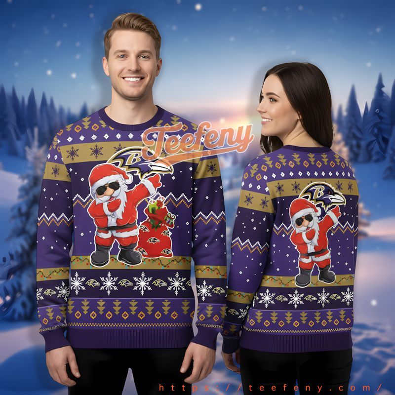 Santa Claus Naughty Baltimore Ravens Purple Christmas Sweater Women