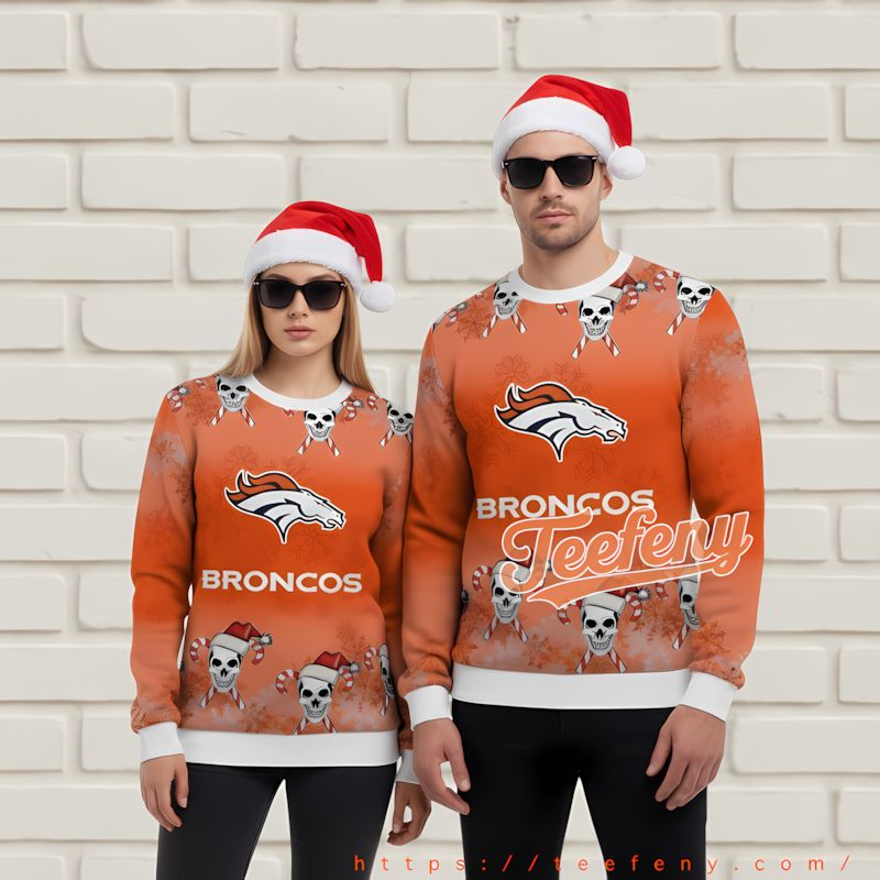 Denver Broncos Santa Grogu Vintage Ugly Sweater Goofy Blue