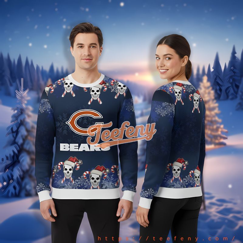Skull Candy Chicago Bears Blue White Big And Tall Xmas Sweaters