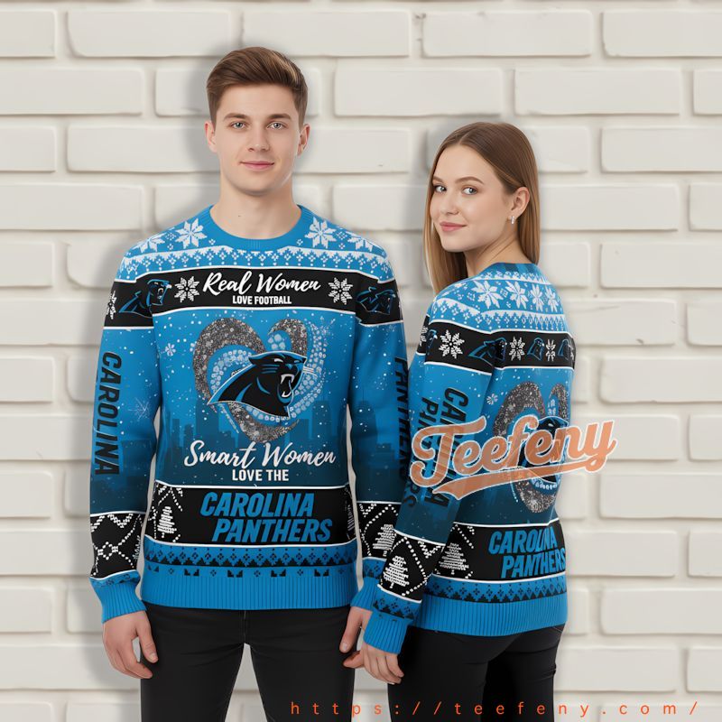 Smart Women Love Carolina Panthers Blue Vintage Ugly Sweaters Smart Women Love Carolina Panthers Blue Vintage Ugly Sweaters