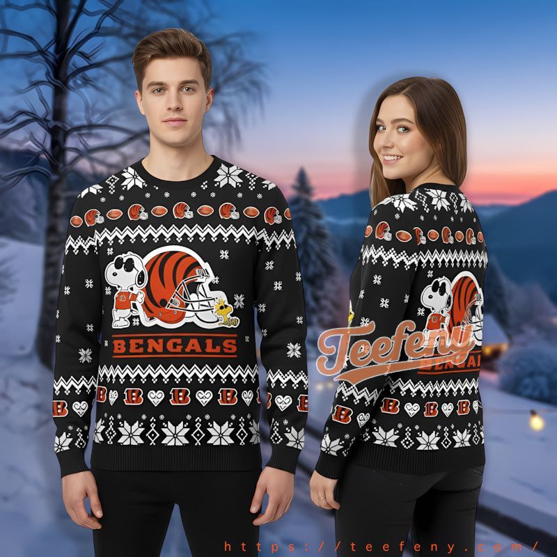 Snoopy Woodstock Cincinnati Bengals Black Men’S Ugly Xmas Sweaters