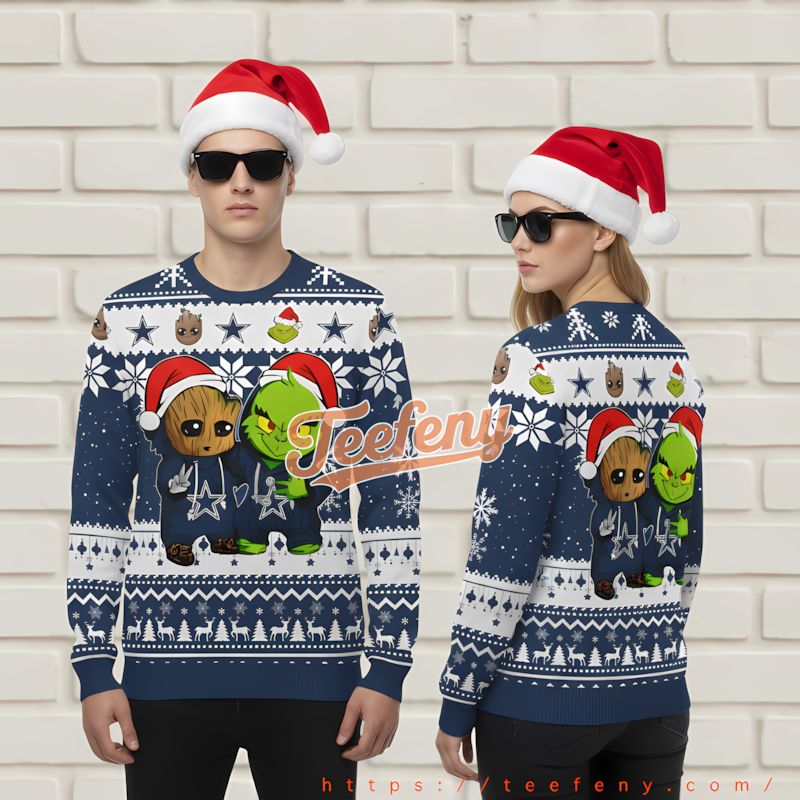 Dallas Cowboys Star Wars Baby Yoda Ugliest Xmas Sweater Ever Blue