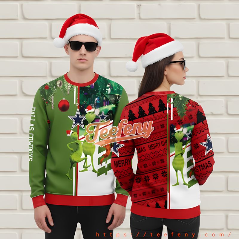 Dallas Cowboys Snowman And Reindeer Family Ugly Christmas Sweater Blue