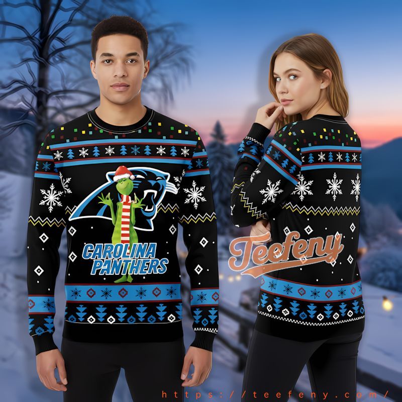 The Grinch Carolina Panthers Black Funny Christmas Pullover