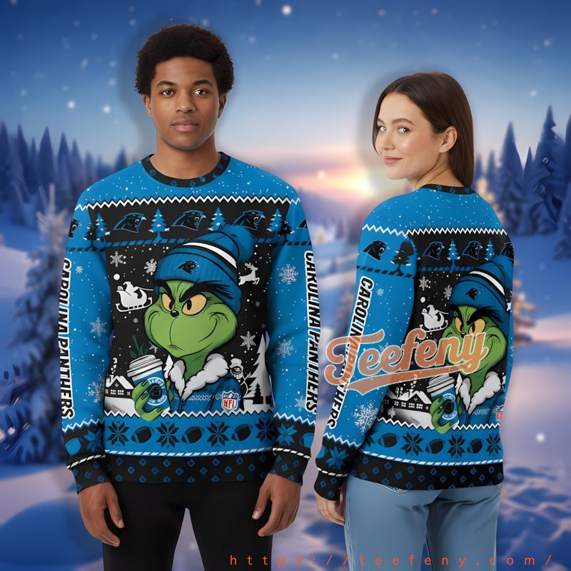 The Grinch Coffee Carolina Panthers Blue Funny Ugly Sweater