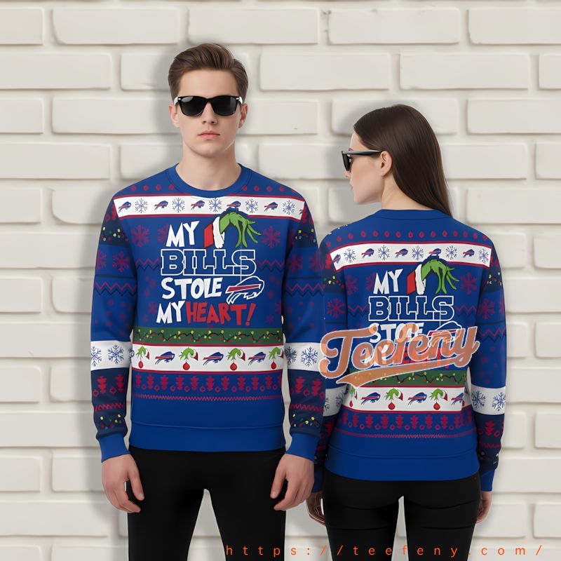 The Grinch My Buffalo Bills Stole My Heat Blue Christmas Sweater Women The Grinch My Buffalo Bills Stole My Heat Blue Christmas Sweater Women
