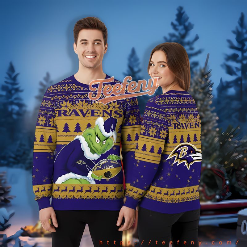 The Grinch Stole Baltimore Ravens Ball Purple Christmas Sweatshirt For Men