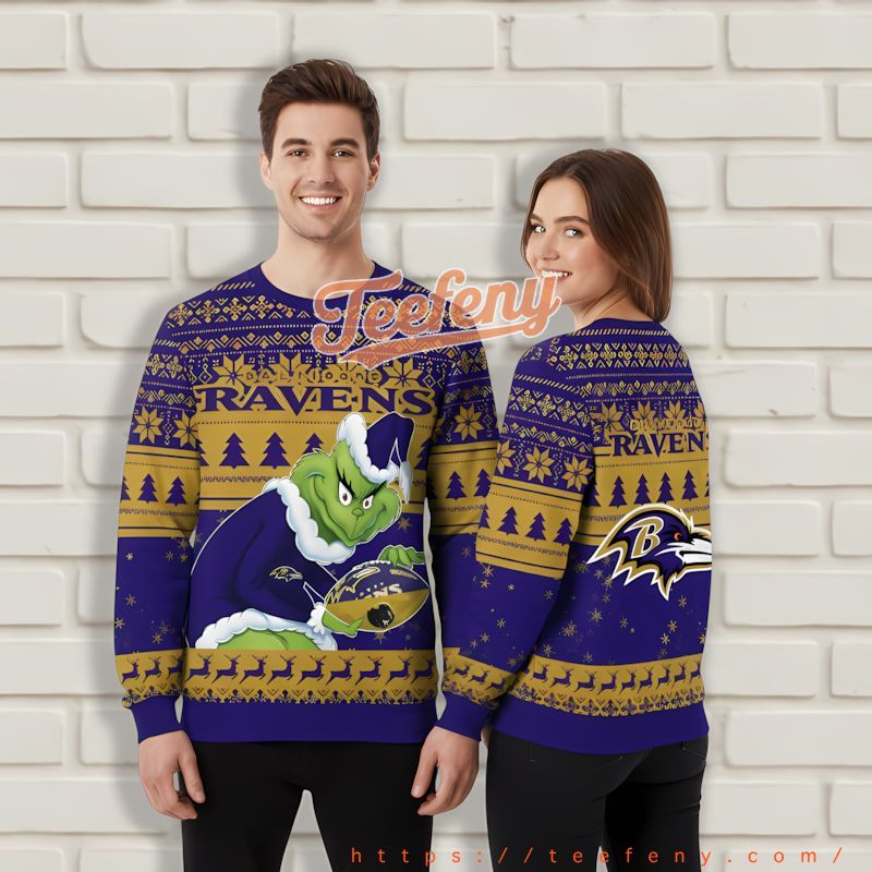 The Grinch Stole Baltimore Ravens Ball Purple Christmas Sweatshirt For Men The Grinch Stole Baltimore Ravens Ball Purple Christmas Sweatshirt For Men