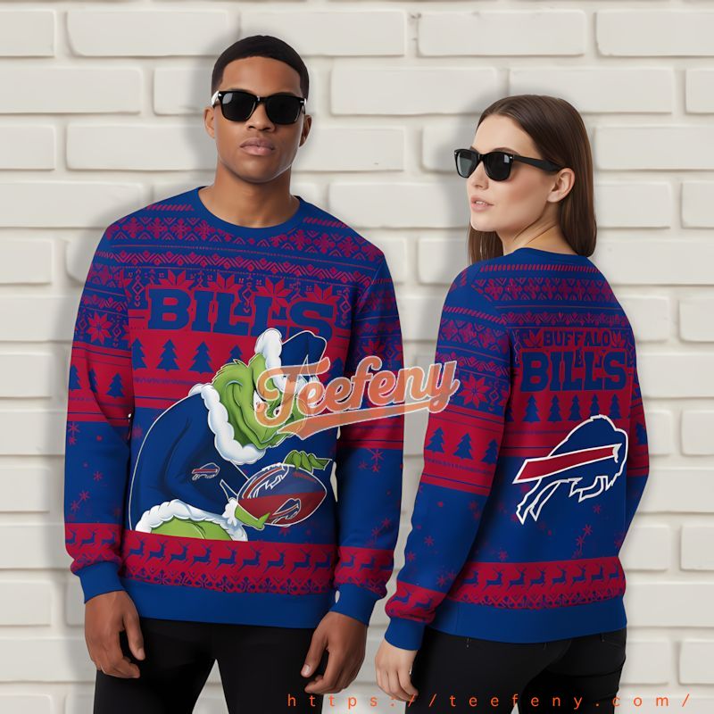 The Grinch Stole Buffalo Bills Ball Blue Light Up Ugly Sweater The Grinch Stole Buffalo Bills Ball Blue Light Up Ugly Sweater
