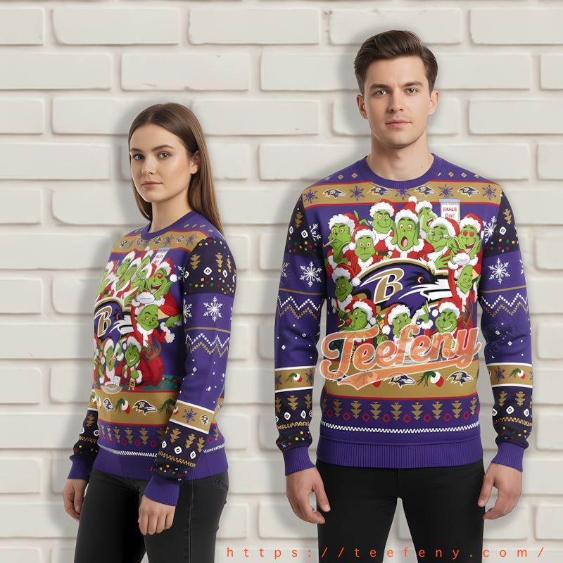 The Grinch Team Baltimore Ravens Purple Ugliest Xmas Sweater The Grinch Team Baltimore Ravens Purple Ugliest Xmas Sweater