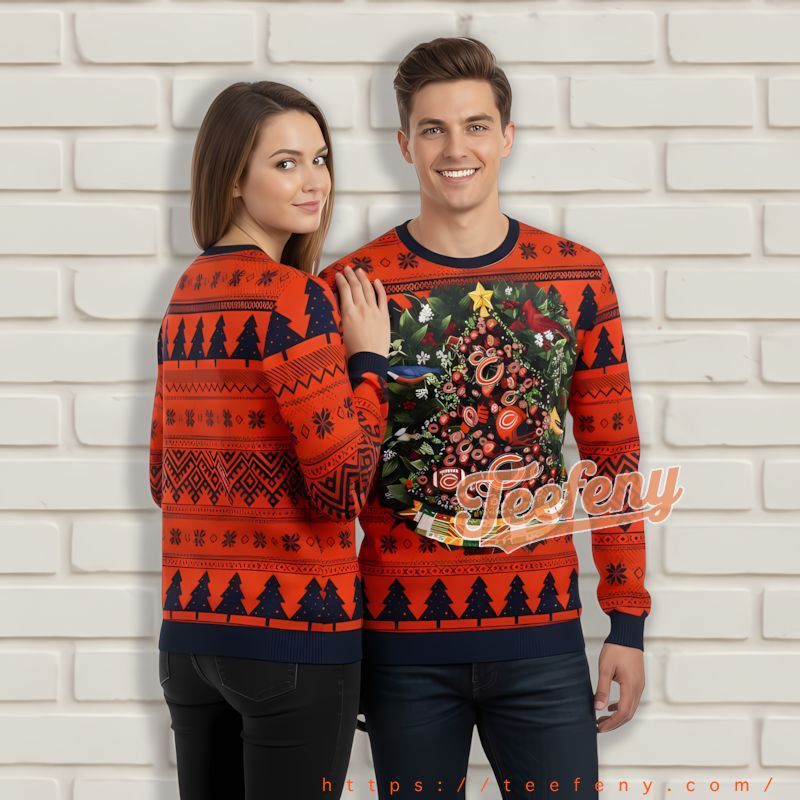 Tree Ball Chicago Bears Blue Orange Ugliest Xmas Sweater Ever Tree Ball Chicago Bears Blue Orange Ugliest Xmas Sweater Ever