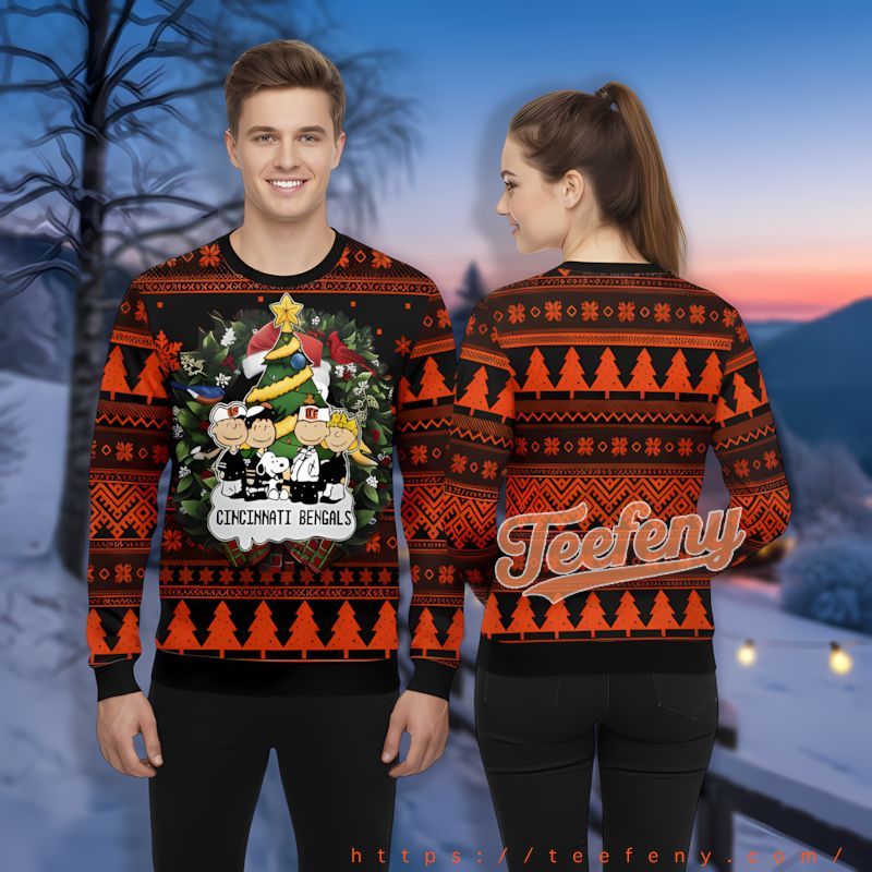Woodstock Snoopy Cincinnati Bengals Black Orange Ugly Sweaters For Couples