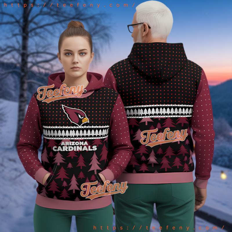Arizona Cardinals Christmas Tree Pattern Ugly Christmas 3D Hoodie