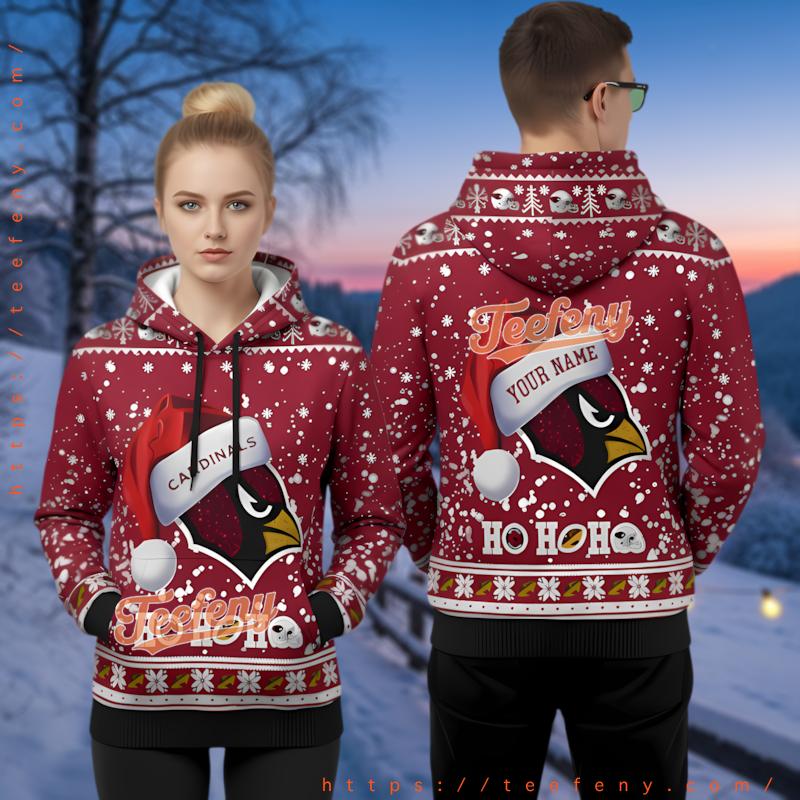 Arizona Cardinals Custom Name Ugly Christmas Ugly Style 3D Hoodie