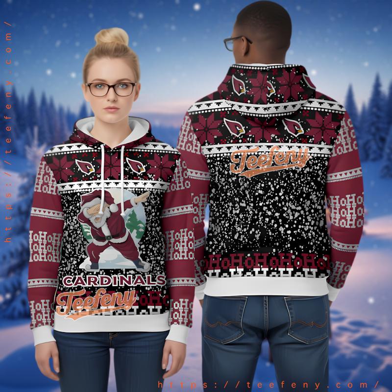 Arizona Cardinals Dabbing Santa Ugly Christmas 3D Hoodie Ho Ho Ho