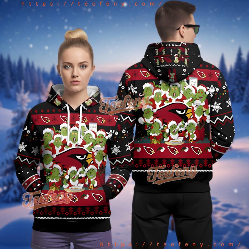 Arizona Cardinals Grinch Christmas Party Ugly Christmas 3D Hoodie