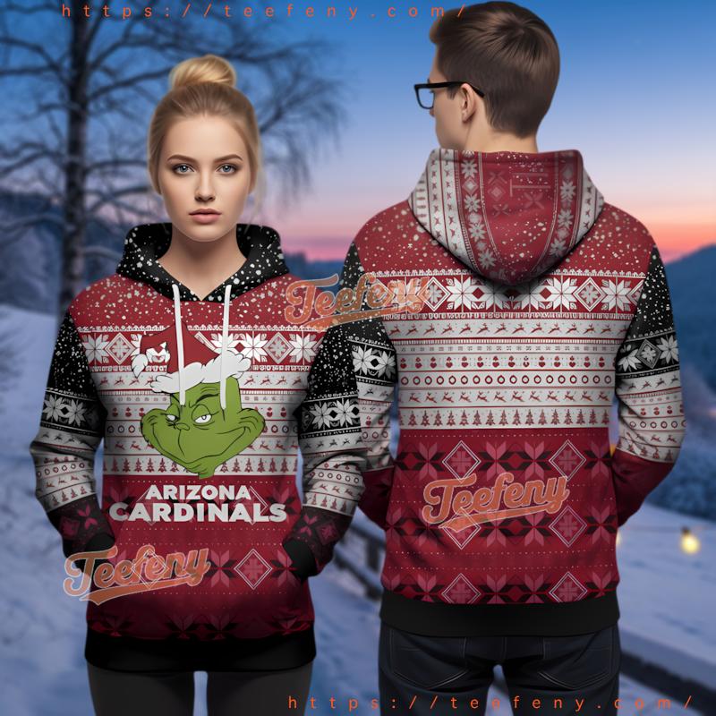 Arizona Cardinals Grinch Face Ugly Christmas 3D Hoodie Fan Gift